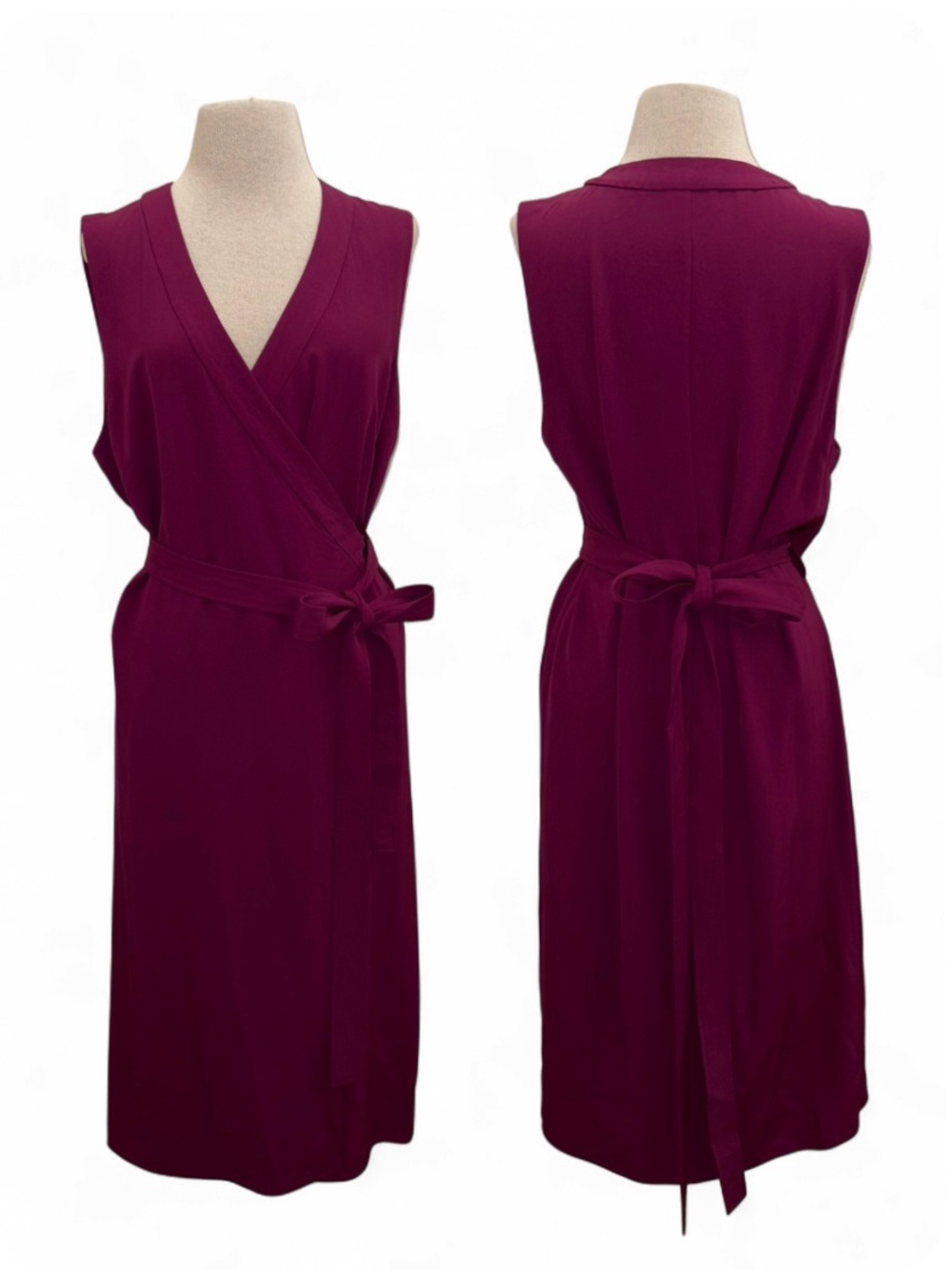 Everlane Japanese Plum Wrap Midi Dress Size 12 Large Career Old Money Staple